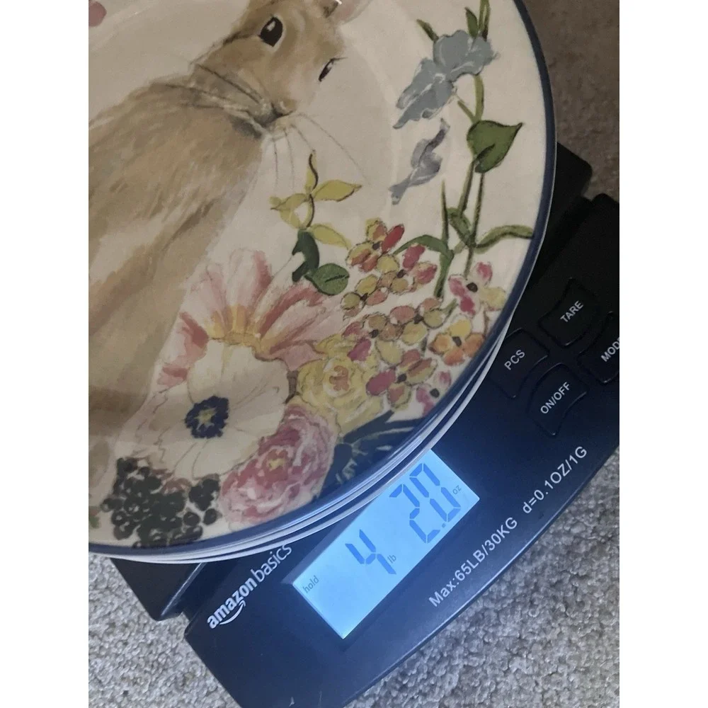 Set of 4 POTTERY BARN Spring/ Floral/Easter Bunny Stoneware 8.25